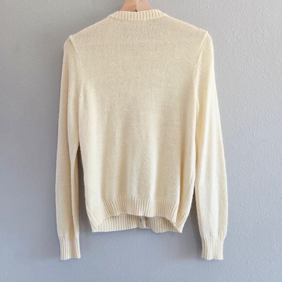 Tory Burch Wool Alpaca Cardigan With Embroidered Florals, Beige Cream, Size XS - Picture 2 of 12